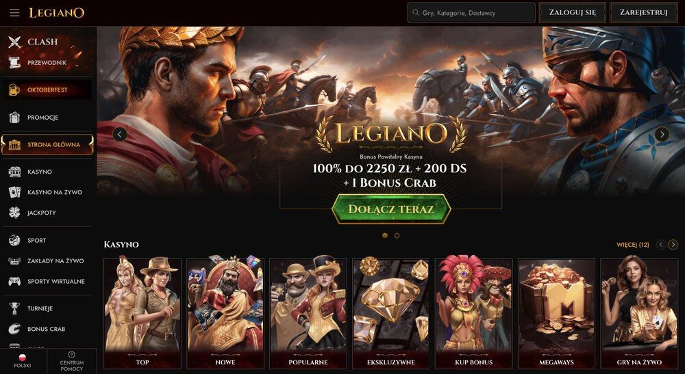 Legiano casino homepage