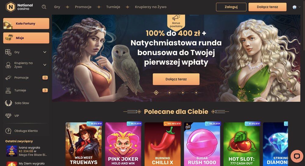National Casino homepage