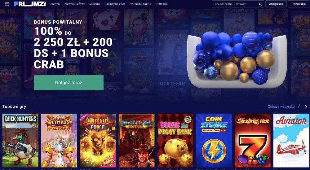 Frumzi casino homepage